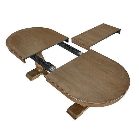 Modern Solid Wood Metal Table Extendable