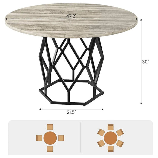47 Inch Modern Wood Metal Table LED