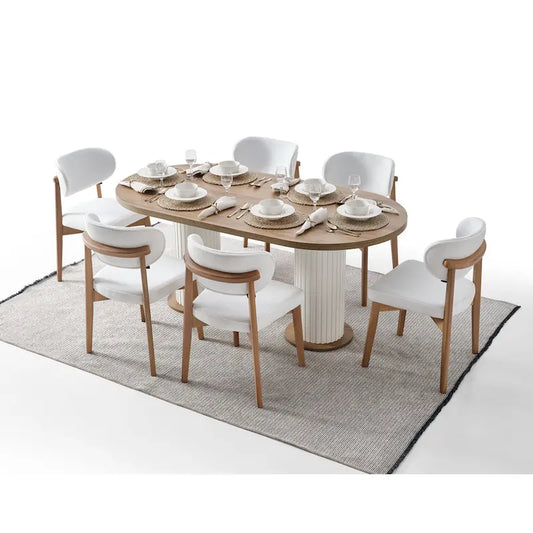 Modern Wood Fabric Table Upholstered