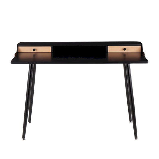 Carson Carrington Creggan Mid-Century Modern Black Metal & Wood Office Desk