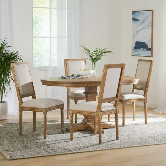 57.75 Inch Classic Wood Metal Dining Set Upholstered