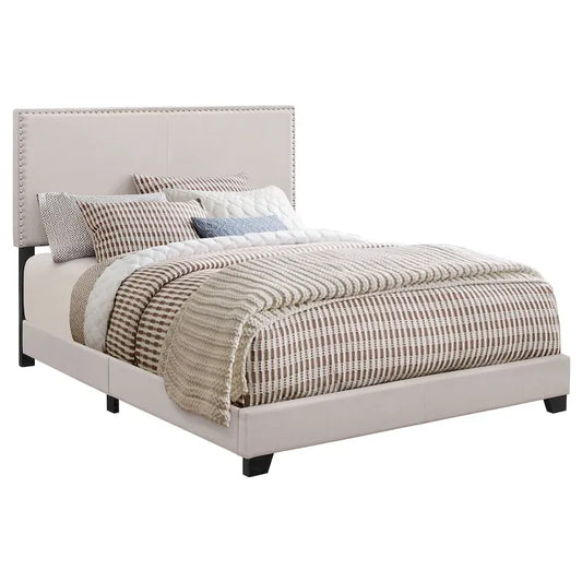 California King 57.75 Inch Modern Solid Wood Metal Bed Upholstered
