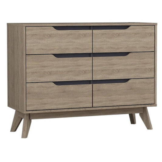 Carson Carrington Eskilstuna Mid-century Oak and Grey Wood 6-drawer Chest