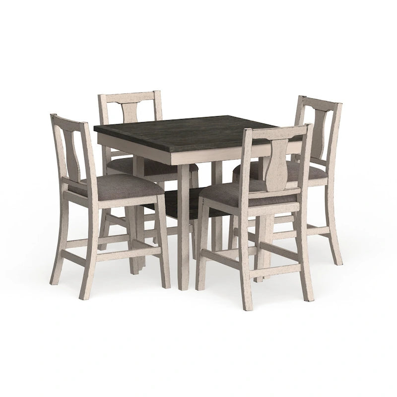 Merichleri Rustic Antique White Wood 5-Piece Counter Height Dining Set by Copper Grove