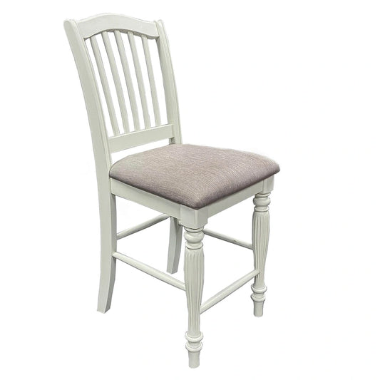 18 Inch Farmhouse Wood Linen Chair Upholstered
