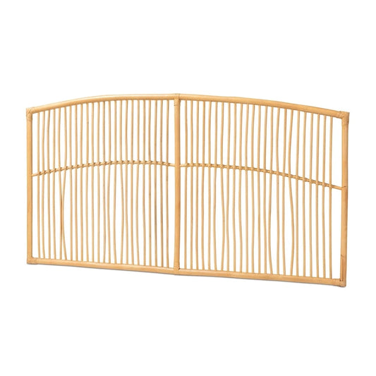 Malvina Modern Bohemian Natural Rattan Wall-mountable Headboard-Queen