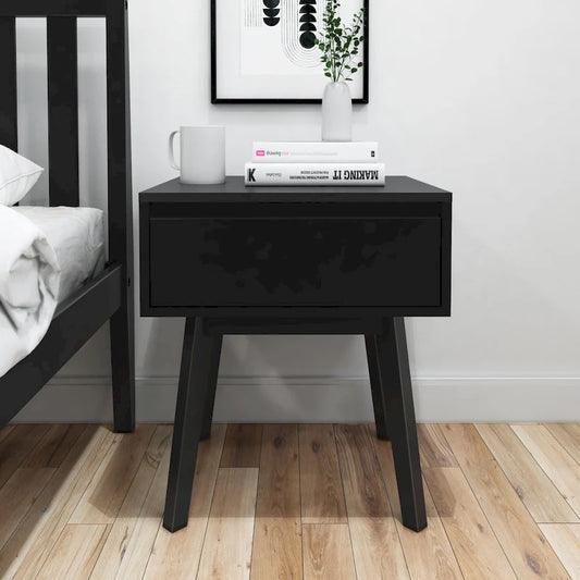 Plank and Beam Scandinavian Nightstand with 1 Drawer