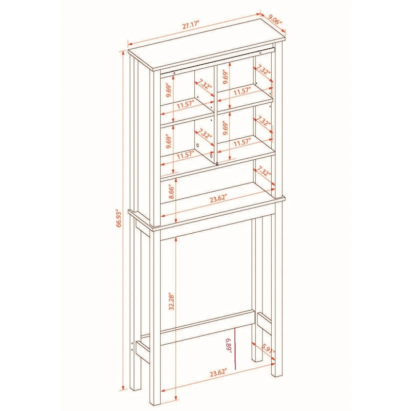 Farmhouse White MDF Wood Over-the-Toilet Space Saver Bathroom Cabinet
