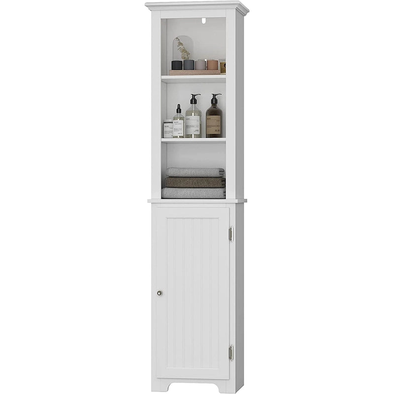 UTEX 64 Freestanding Storage Cabinet, Bathroom Tall Cabinet with Doors and Shelves, Free Standing Linen Tower