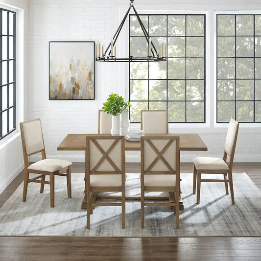 Modern Wood Fabric Dining Set Adjustable