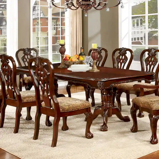 Queen 30 Inch Mid-Century Modern Solid Wood Fabric Dining Set LED
