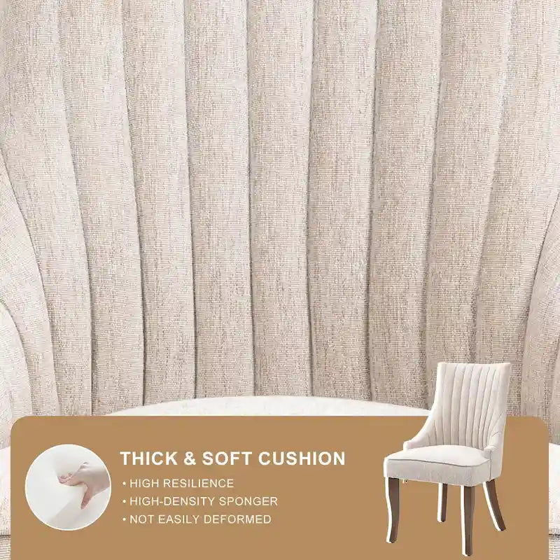 Modern Solid Wood Linen Chair Upholstered