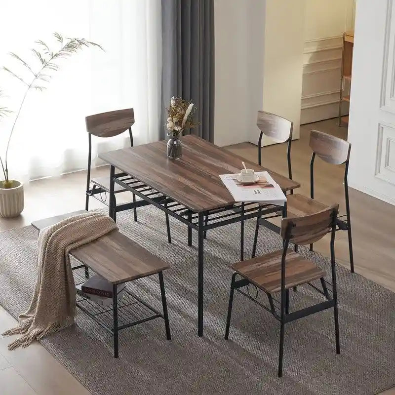 Modern Metal Engineered Wood Dining Set