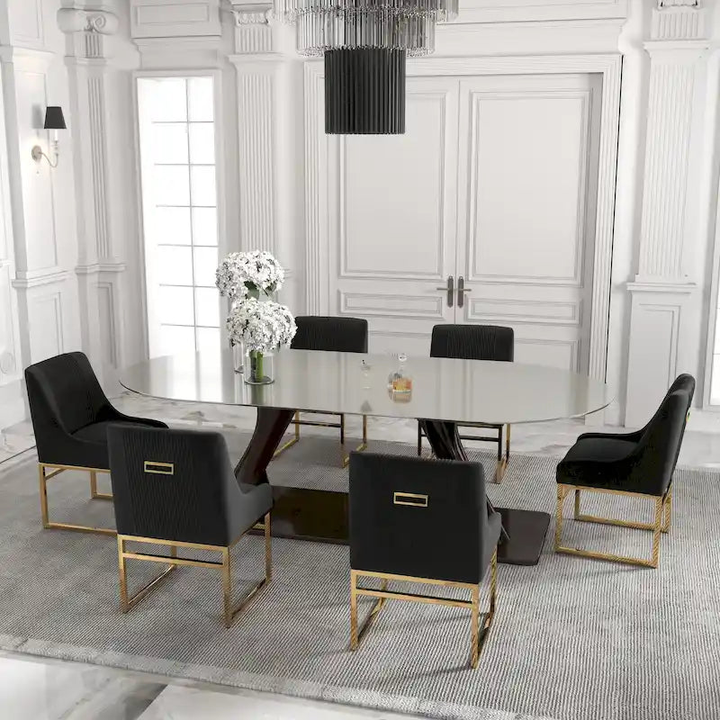 Modern Metal Velvet Chair Upholstered