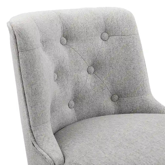 26 Inch Transitional Solid Wood Linen Chair Swivel