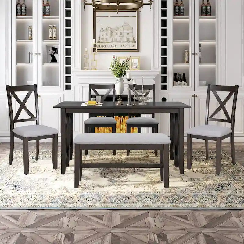 60 Inch Solid Wood Fabric Table Upholstered