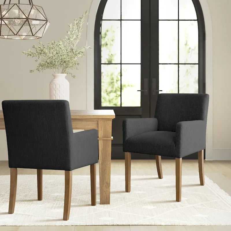 Modern Wood Linen Chair Upholstered