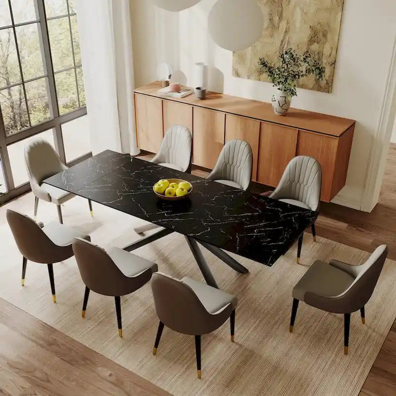 Modern Metal Leather Chair Extendable