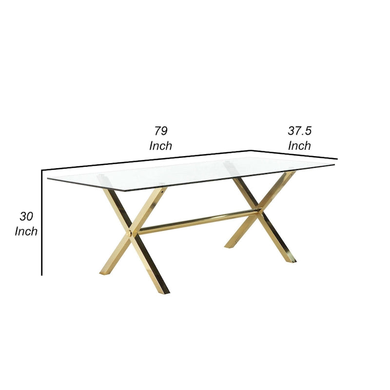 79 Inch Modern Metal Glass Table