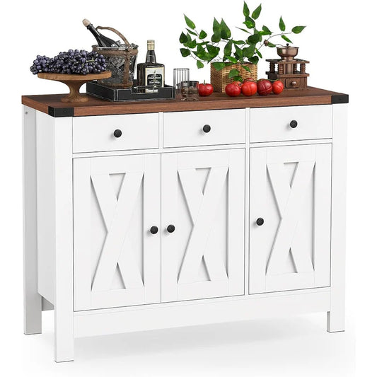 Farmhouse Solid Wood Metal Table with Storage