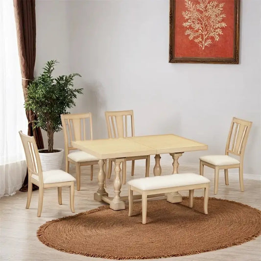 78 Inch Contemporary Solid Wood Table Extendable