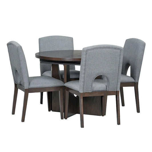 Full 30 Inch Modern Solid Wood Linen Dining Set Extendable