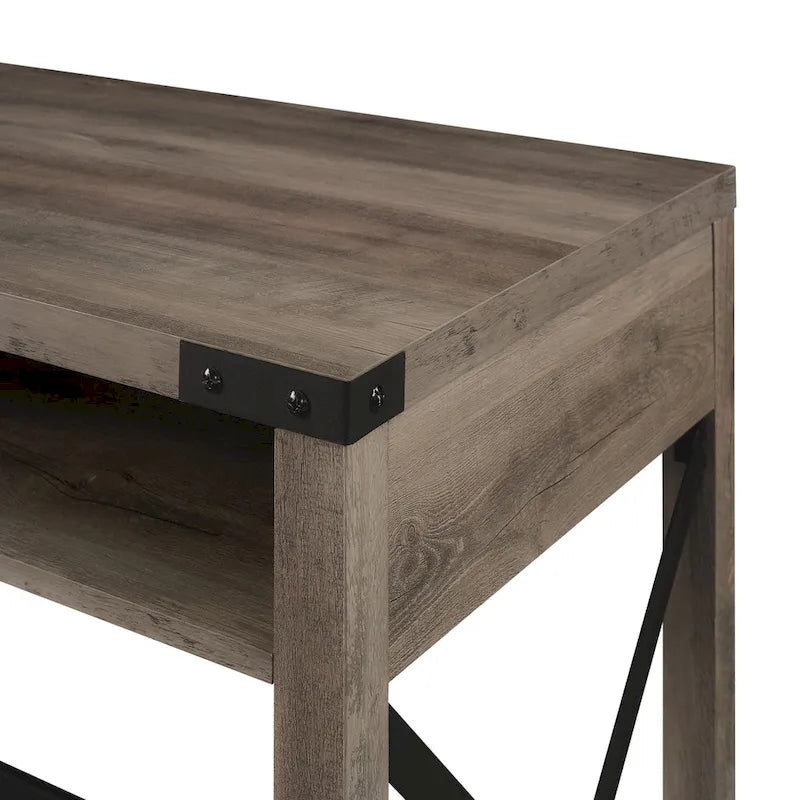 Farmhouse Metal Engineered Wood Table LED