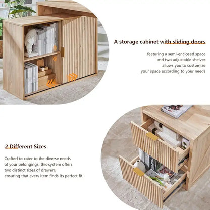 67 Modern L Shaped Desk, Wood Home Office Desk with Charging Station