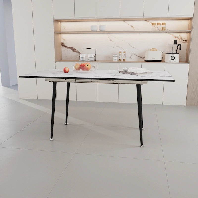 Modern Metal Marble Table Extendable