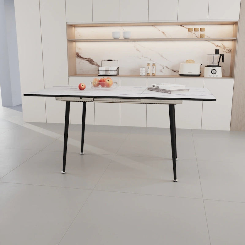 Modern Metal Marble Table Extendable