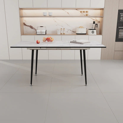 Modern Metal Marble Table Extendable