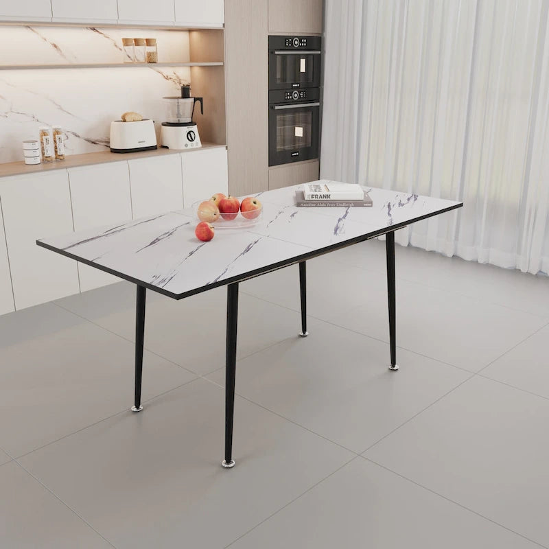 Modern Metal Marble Table Extendable