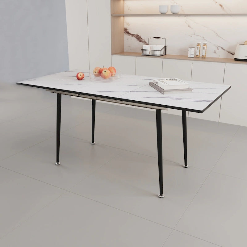 Modern Metal Marble Table Extendable
