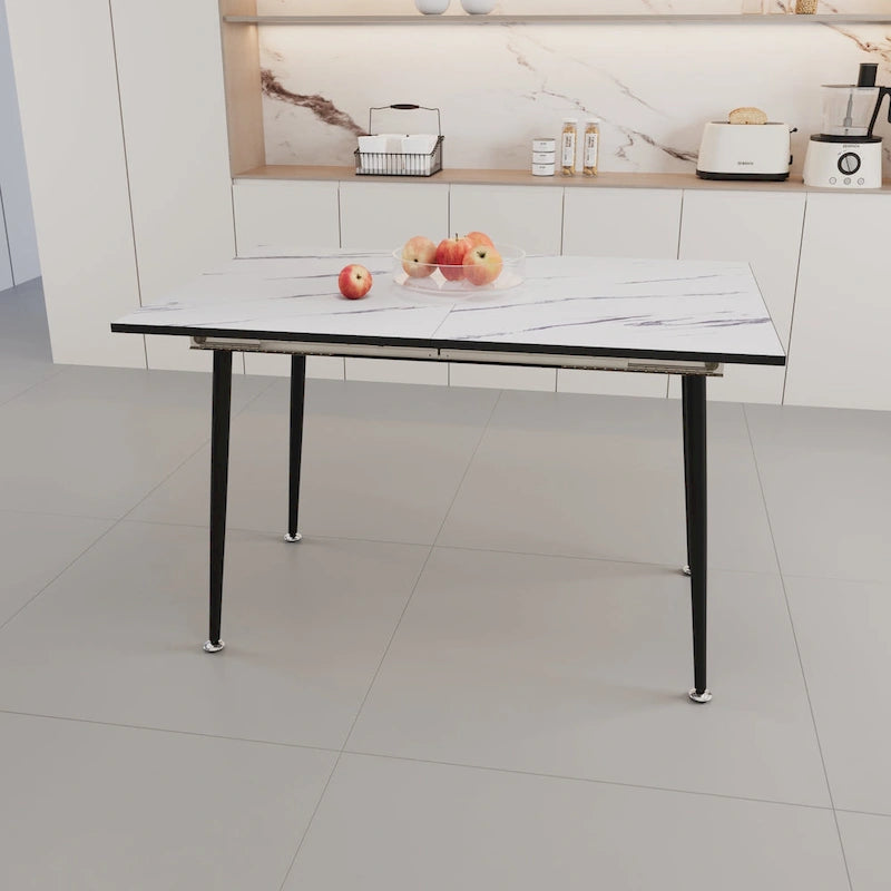 Modern Metal Marble Table Extendable
