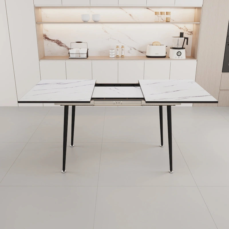 Modern Metal Marble Table Extendable
