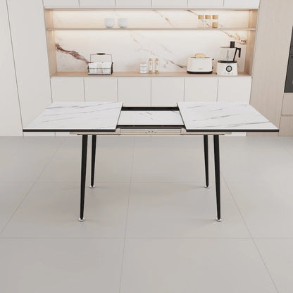 Modern Metal Marble Table Extendable