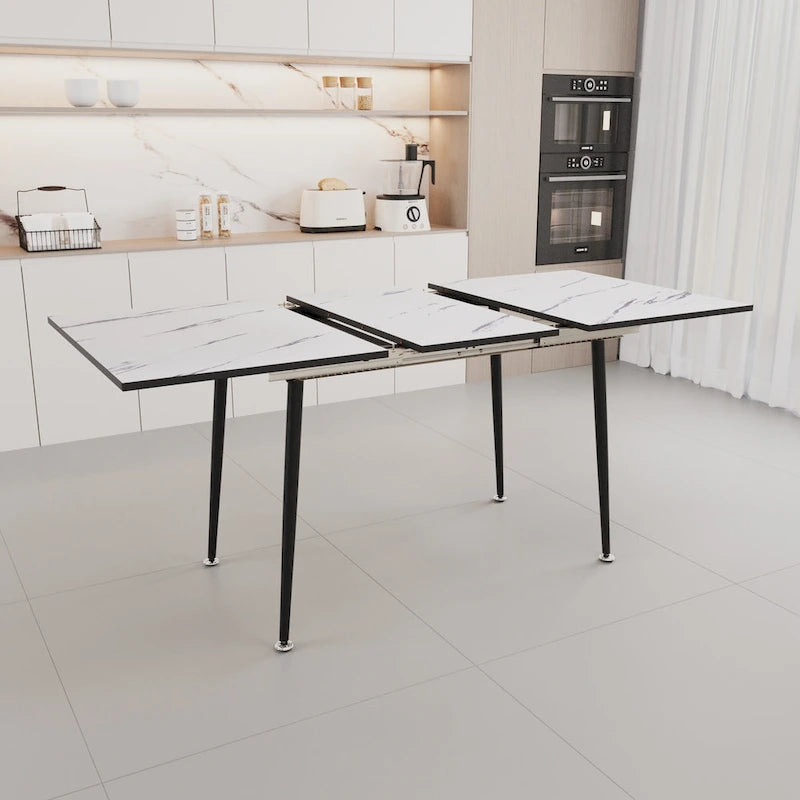 Modern Metal Marble Table Extendable