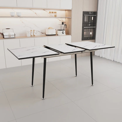 Modern Metal Marble Table Extendable