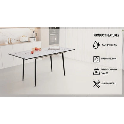 Modern Metal Marble Table Extendable