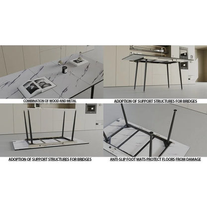 Modern Metal Marble Table Extendable