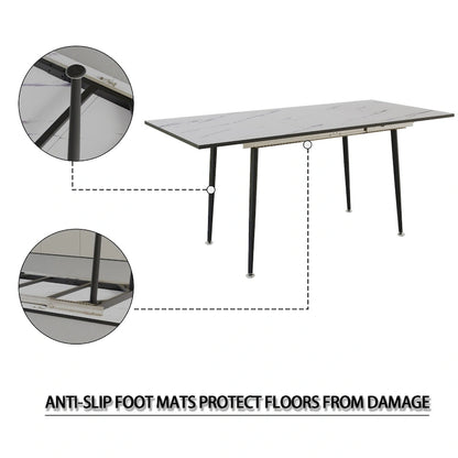 Modern Metal Marble Table Extendable