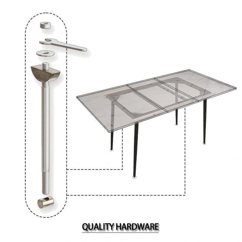 Modern Metal Marble Table Extendable