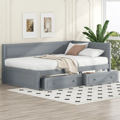 Merax Twin Size Wood Daybed with Trundle/Drawers