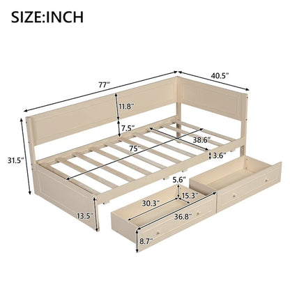 Merax Twin Size Wood Daybed with Trundle/Drawers