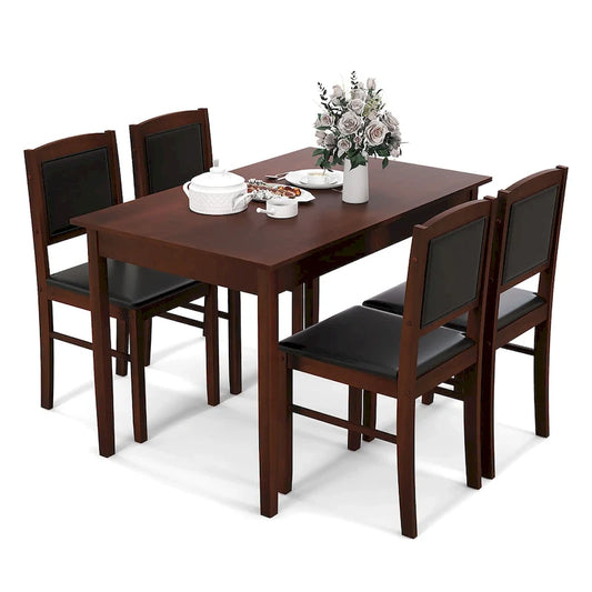 5-Piece Wood Fabric Table Upholstered