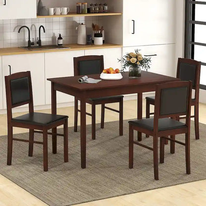 5-Piece Wood Fabric Table Upholstered