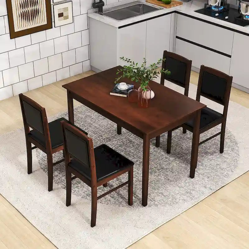 5-Piece Wood Fabric Table Upholstered
