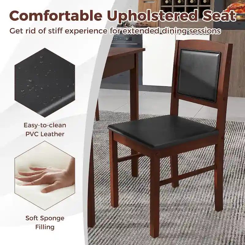 5-Piece Wood Fabric Table Upholstered