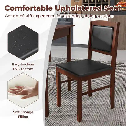 5-Piece Wood Fabric Table Upholstered