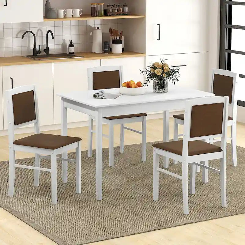5-Piece Wood Fabric Table Upholstered